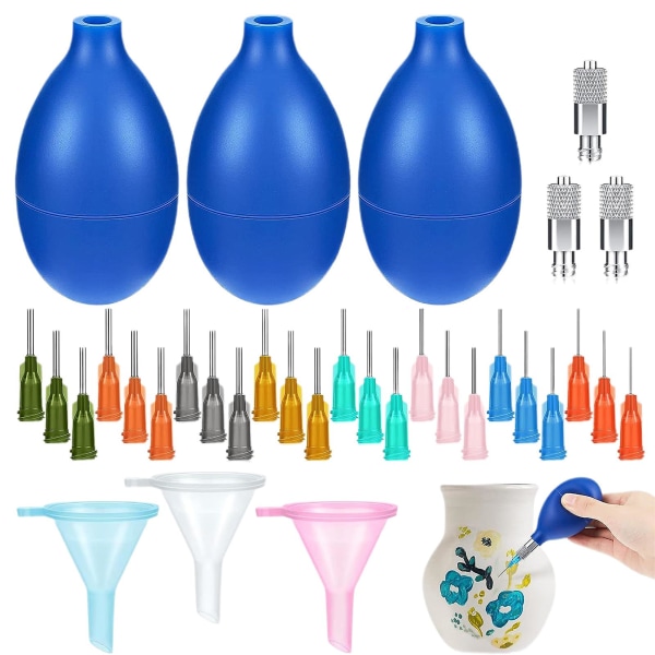 1 sæt keramiksmøreflaske Praktisk påfyldning Alsidige nåle Nem at klemme keramikglasur Præcisionsspids Applikatorflaskesæt Tianyuhe Blue