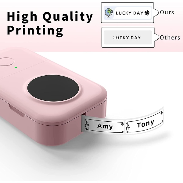 Phomemo Label Maker Machine, D30 bærbar Bluetooth-etikettskriver med tape Label Maker håndholdt, flere maler tilgjengelig (rosa)