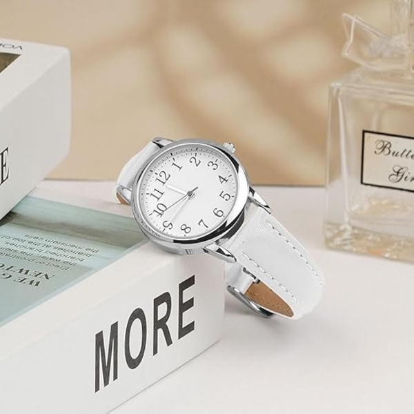 Dameur, Analog Quartz Ur, Læderrem Letlæseligt Tone Ur Premium Fashion Armbåndsur til Kvinder Damer Piger