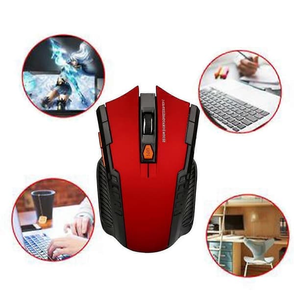 Mus Mus Bærbar Computer Trådløs PC Optisk Scroll + USB GHz Red