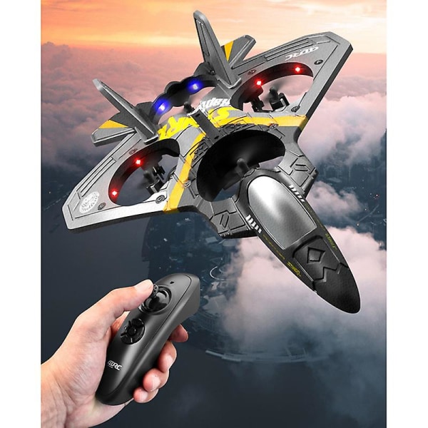 V17 Rc 2.4g 4 Motor Fjernbetjening Fighter Epp Skum Svævefly Flyvemaskine Til Dreng Blue 1battery