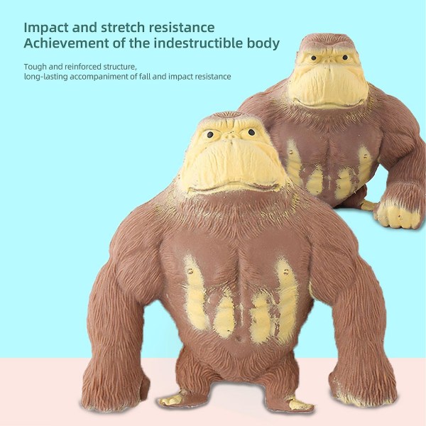 Creative New Brown Monkey Toy Tpr Stretch Gorilla Legetøj Squeeze Legetøj til børn Voksen Stress Relief, 100 % splinterny Grey 15*12