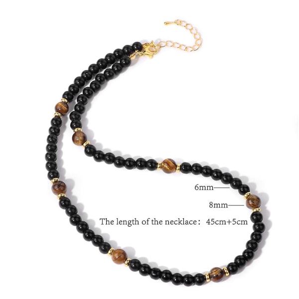 Män Natursten Tiger Eye Beads Halsband Enkel Runda Små Pärlor Halsband Mode Yoga Strand Beaded Smycken För Homme Presenter Lava Stone