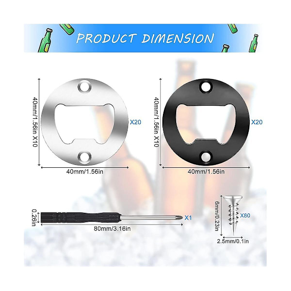 Flasköppnare Inserts Kits Rund gör-det-själv Flasköppnare Hårdvara Kit Gör-det-själv Ölöppnare Rund själv-flasköppnare silverblack