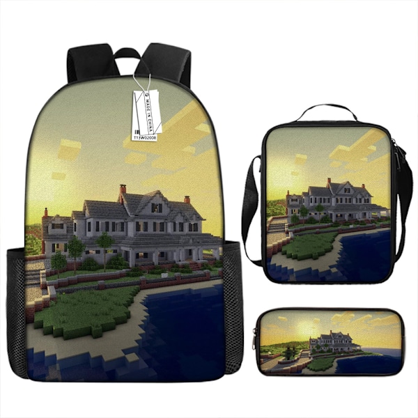 MINECRAFT Skolryggsäck My World Speltillbehör Ryggsäck Tre-delad Set