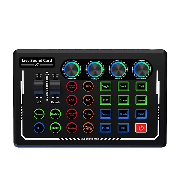 V88 Audio Mixer USB Externt ljudkort Headset Mikrofon Live Broadcast ljudkort för mobiltelefon dator Black