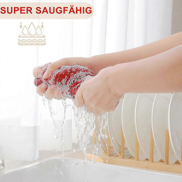 6-pack Premium 100% Bomull Frotté Diskhanddukar, Superabsorberande Disktrasor med Hängögla Red 34*73cm