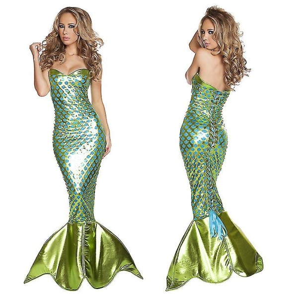 Bkqu Anime Sexy Den Lille Havfruen Ariel Prinsesse Kostymer Voksne Kvinner Halloween Den Lille Havfruen Ariel Cosplay Kle seg ut Fancy Dress V Green M