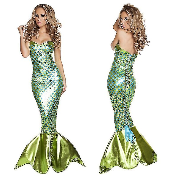 Bkqu Anime Sexy Pieni Merenneito Ariel Prinsessa Asuja Aikuiset Naiset Halloween Pieni Merenneito Ariel Cosplay Pukeutua Hieno Puku V Green M