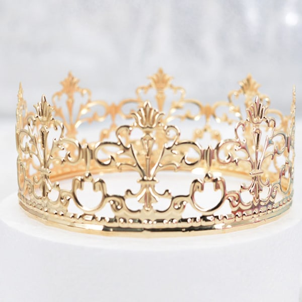 Kakkupäällinen Realistisen näköinen ruosteenkestävä metallinen kruunukakkupäällinen Royal -teemalla baby shower koristelu kotiin Rose Gold S