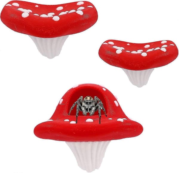 Springedderkop Indhegning Tilbehør 3 Stk. Springedderkop Svampestyling Platforme med Magnetisk Montering til Klatring, Hvile og Udforskning