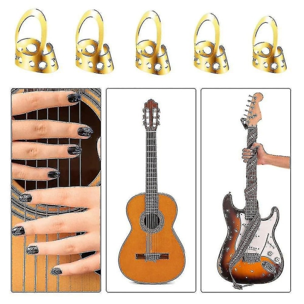 12 kpl kitaran sormea, säädettävä metalli, yhteensopiva kitaran kanssa, banjo (kulta)