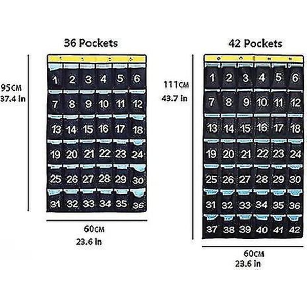 Vægnummereret lommebræt til telefonregnerstøtte 42 blå lommer-2023 42 Pockets