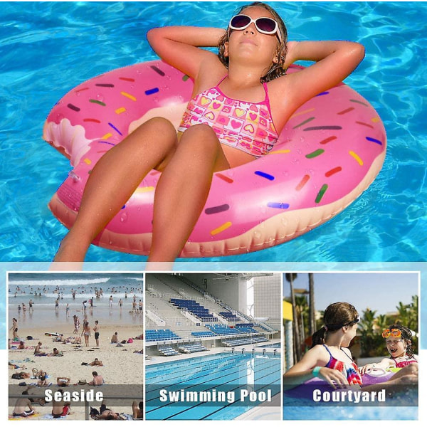 Gummiring til svømning, oppustelig ring til doughnut, stor svømmering Strandlegetøj, Svømmerør Pool F