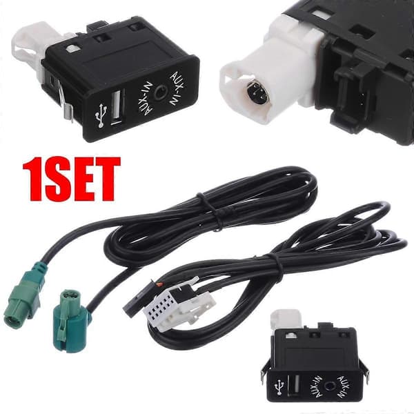 Auton Bluetooth-musiikkisovitin Audio USB -johtosarja AUX USB -liitäntäkytkinsarja malleille E60 E61 E63 E64 E87 E90 E70 F25 black