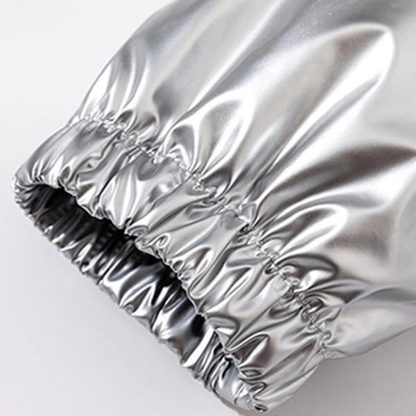 Sliktaa Miesten Kiiltävä Vedenpitävä Hupullinen Takki Silver XL
