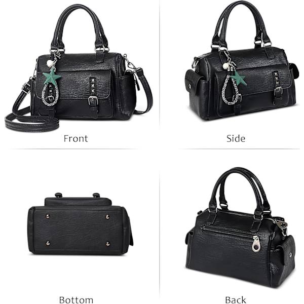 Kvinners håndveske utsøkt anheng retro tote bag topphåndtak skulder veske PU lær dame for shopping arbeid pendling rosa