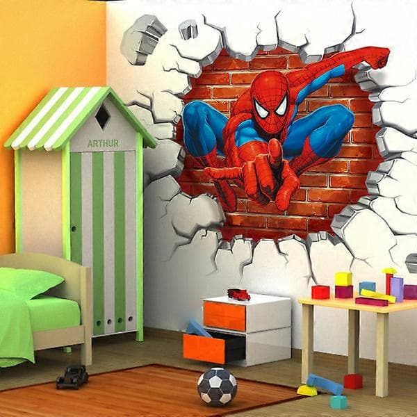 IC 3D Spiderman Veggdekor Barneromsdekorasjon.