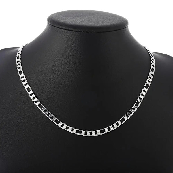 925 Sterling Sølvfarvet Halskæde Ferrero Trekammer Sølvkæde Mænd Kvinder Mode Smykker 4MM Green XL