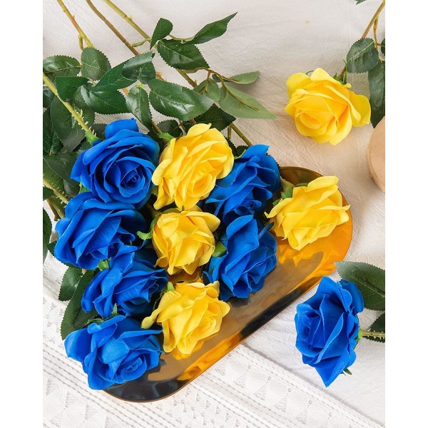 10 Pack Artificial Silk Roses for Wedding Arrangement, Party, Home Decoration