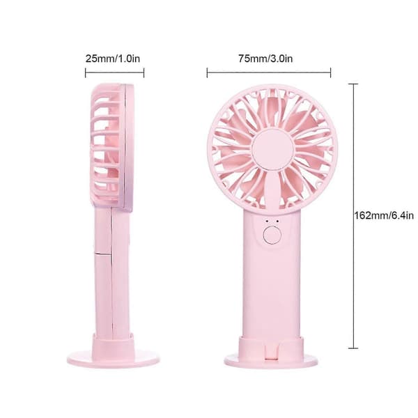 Bærbar elektrisk håndholdt ventilator - pink)
