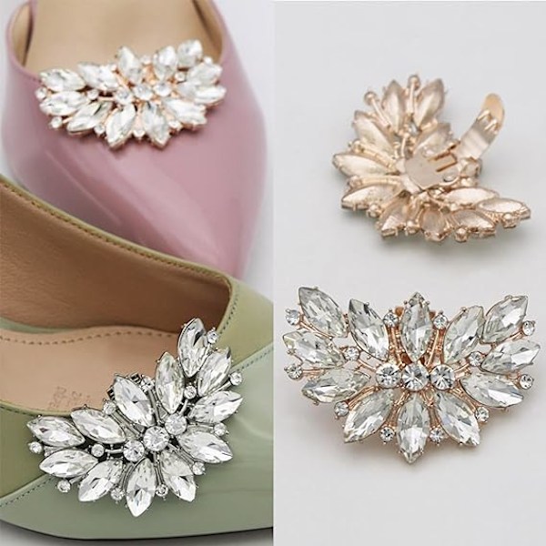 Kenkäkoristeet, Bling Bridal Crystal -koristeelliset kenkäkoristeet korkokengille, hääjuhliin, tyylikkäät kukkamuotoiset kenkälukot, irrotettavat koruklipsit