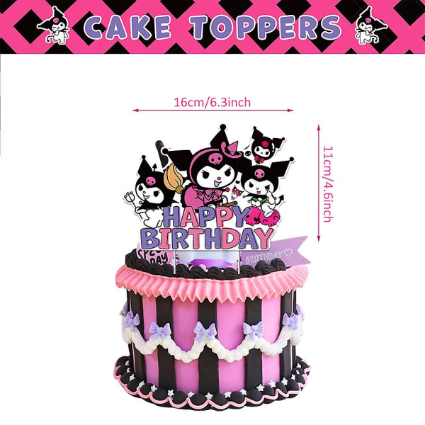 Kuromi Tema Festtillbehör Dekoration Banner Ballonger Kit Cake Cupcake Toppers Set Rekvisita Presenter