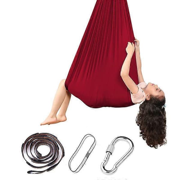 Elastisk Yoga Hængekøje Gynge til Børn Sensorisk Terapi Putte Gynge Kæle Autisme Burgundy 280x100CM