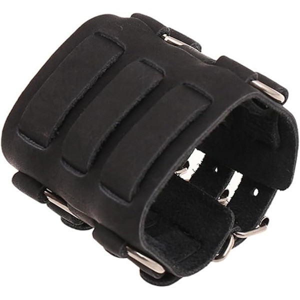 Manschett Armband Läder Armband Trippel Rem Bred C Spänne Rem för Män Kvinnor