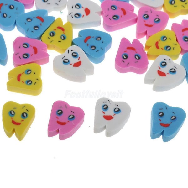 100 stk Dental dejlige gummi viskelæder tænder form viskelædere til børn gave papirvarer