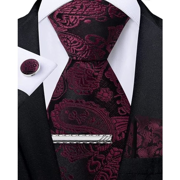 Mode til mænds silkeslips og lommer Firkantet slipseclips til mænds manchetknapper Sæt Formelt business slips bryllup slips gaveæske