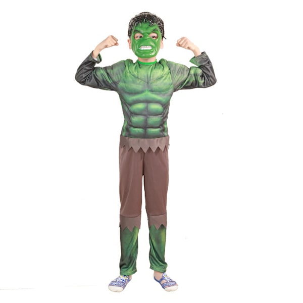 Marvel Hulk Officiel Halloween Kostume Onesie til Børn med Plastikmaske Hulk + mask M