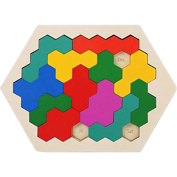 Ryska blockpussel, hexagonpussel för barn och vuxna, bärbara tangramgeometri logiska intelligenslekar