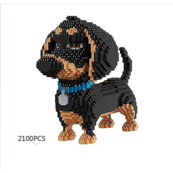 Tegneserie Hund Mini Dachshund Modell Blokk Byggestein Leker