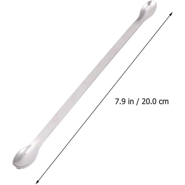 2pcs Stainless Steel Medicine Spoon Lab Spoon 20 Cm Double Headed Mini Spoon Home Pharmacy Silver