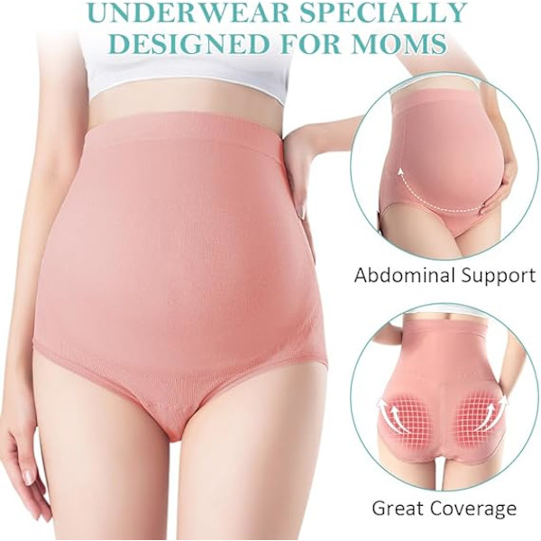 Maternitytrosor för kvinnor, 4-pack hög midja stretch maternitytrosor, mjuka och andningsbara maternitytrosor efter förlossningen