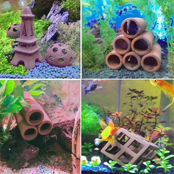 Akvarie Dekoration Fisk Skjul Hus Keramik Hus Beholder Simulation Sten Fisk Tank Dekoration Stil 10 As Shown