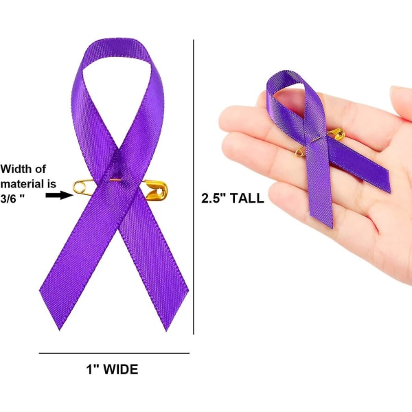 Purple Awareness Nauhapinssit Violetit Nauhan rintaneulat Purppurat Satiinikankaiset Nauhat hakaneulalla Naisten Tytöille (300)