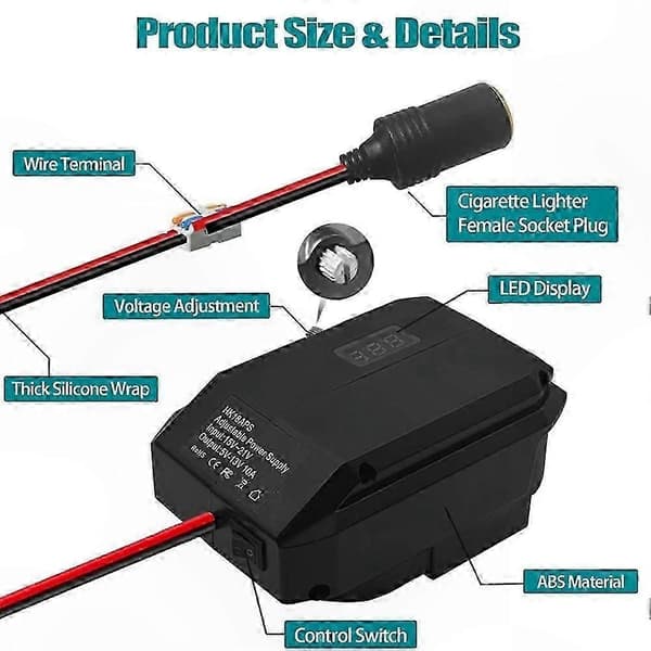 18V Step Down Power Module Socket Converter Kompatibel med Litiumbatterier Bil Cigarettändare Regulator Black