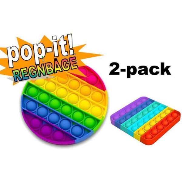 2-pakning Pop It Fidget Toy Original - Rainbow - CE-godkjent flerfarget Xixi multicolor one size
