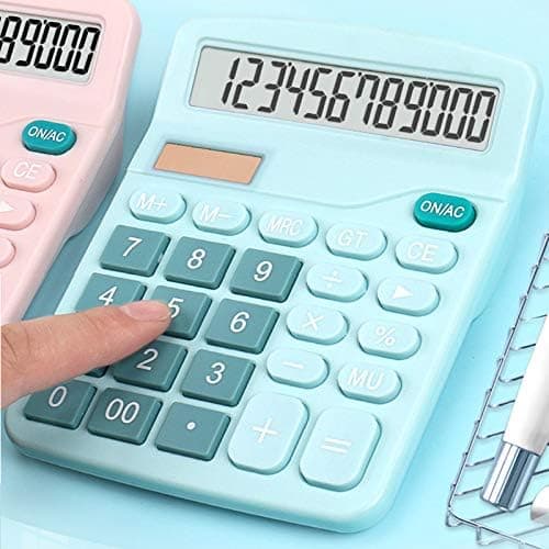 Desktop Solar Calculator - 12-Digit Display - Accounting Tool for Office, Home, School Blue