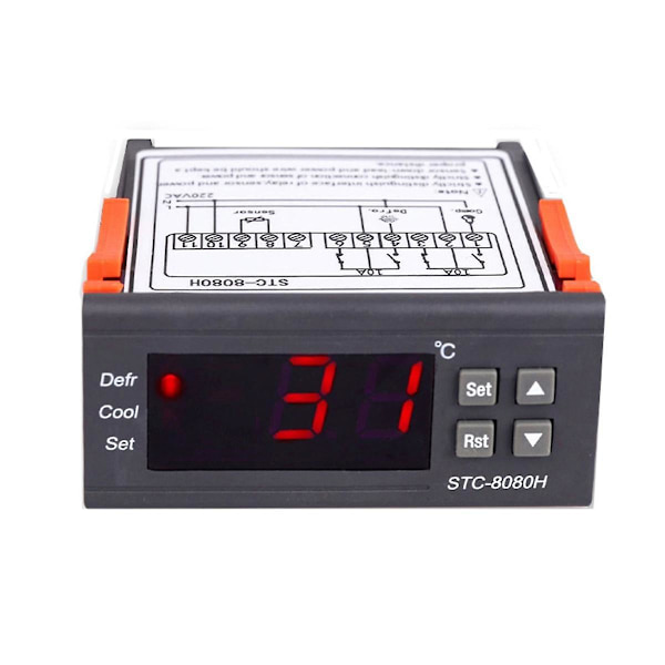 STC-8080H Temperaturregulator Kjøleskap Termostat Digital Display Mikrodatamaskin Temperaturregulator 220V Black