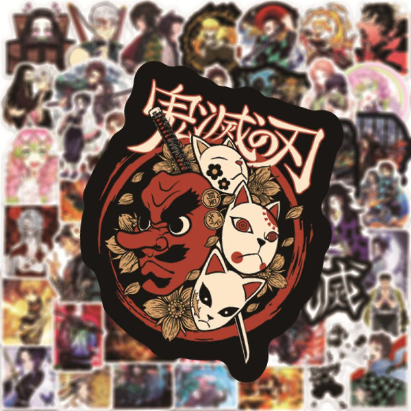 Demon Slayer-klistermärken 50 st coola anime manga-klistermärken vattentäta dekaler för bärbar dator vattenflaska festtillbehör för tonåringar barn vuxna