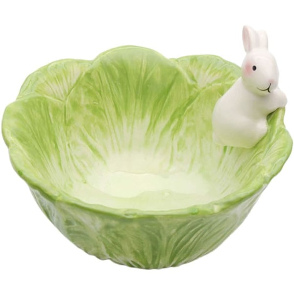 2-delt sett med keramikkskål kanin fruktskål barneservise dekorasjon kaninskål tegneserieskål snack dessert salat ornamenter