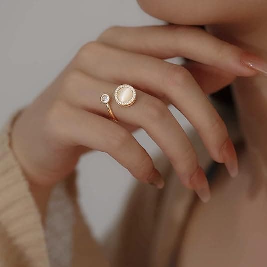 Stressring 6-pakning – Justerbar Angstring & Fidget Ring for Kvinner Gull
