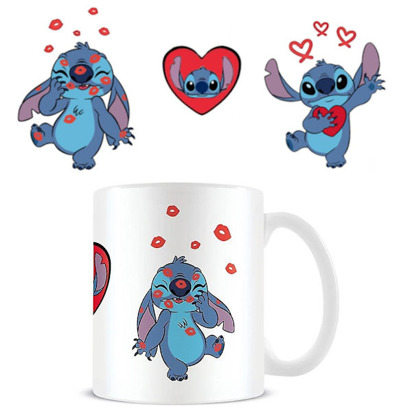 Lilo & Stitch kärleksmugg White/Blue/Red One Size