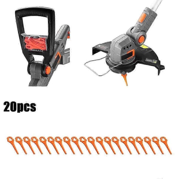 20 STK Erstatningskniver / Blader 20V Trådløs Gresstrimmer FX-E1RT20 - FUXTEC Plastblader For Kantklipper, Happy H