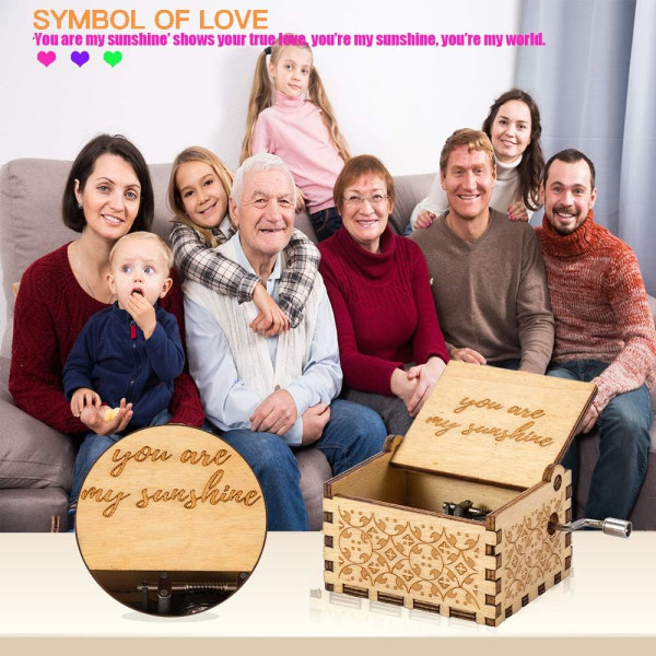 You are My Sunshine Wooden Music Box, vintage lasergraverad träspeldosa presenter för födelsedag/jul/ alla hjärtans dag