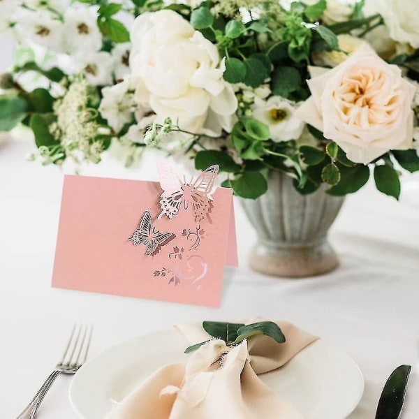 Pakke med 50 bordkort Navnekort til bryllupssommerfugle bordkort til bryllup fødselsdag Konfirmation hvid white