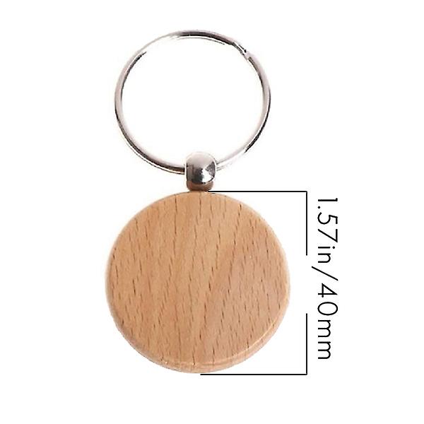 40 kpl Tyhjä pyöreä puinen avaimenperä Tee itse puu avaimenperät avaimenperät CAN tehdä itse lahjat